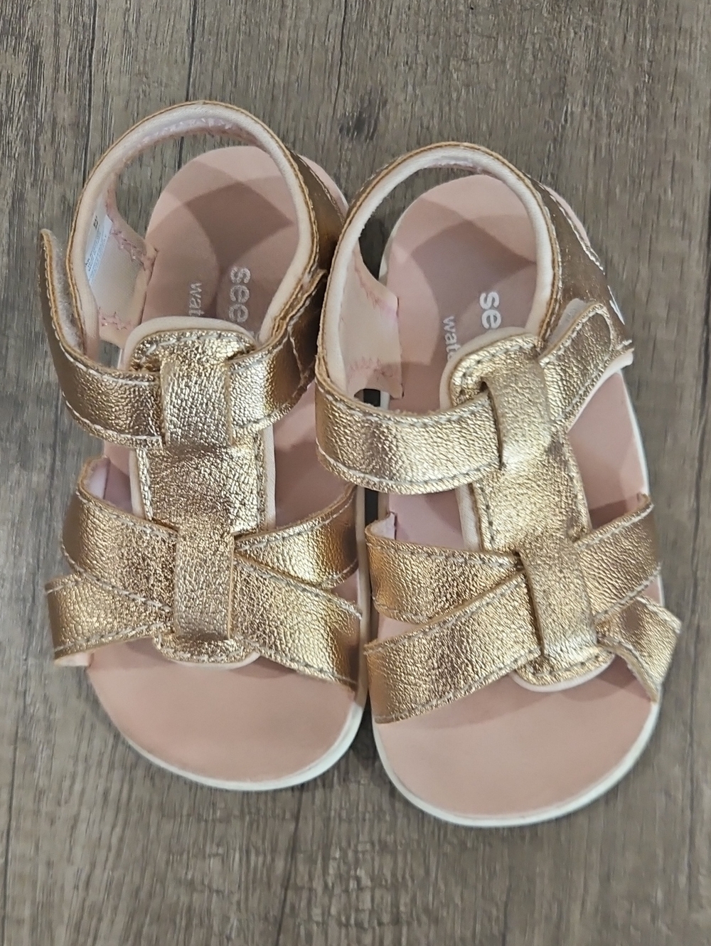 See Kai Run Metallic Rose Gold Strappy Kids Sandals size 6